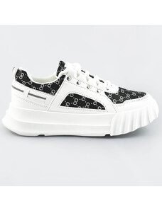 Mix Feel Sportowe buty damskie z ozdobnym wzorem biało-czarne (la811)