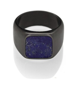 Sygnet z lapis lazuli dla mężczyzn - czarny Trimakasi