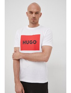 HUGO t-shirt bawełniany 50467952 kolor biały z nadrukiem 50467952