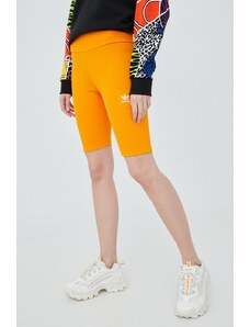 adidas Originals szorty Adicolor HF7483 damskie kolor pomarańczowy z aplikacją high waist HF7483-BORANG