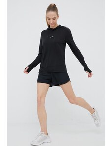 Icebreaker bluza sportowa Cool-Lite damska kolor czarny z kapturem gładka