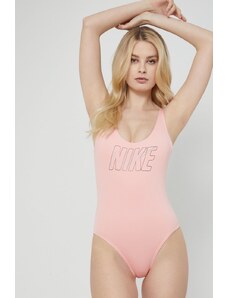Nike jednoczęściowy strój kąpielowy Multi Logo kolor różowy miękka miseczka