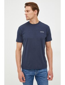 Calvin Klein t-shirt bawełniany kolor granatowy gładki
