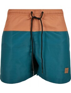 Męskie szorty kąpielowe Urban Classics Block Swim Shorts - teal/toffee