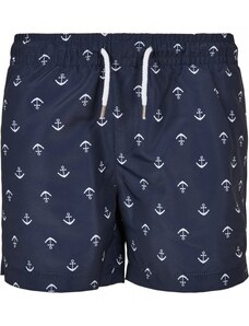 URBAN CLASSICS Boys Pattern Swim Shorts - anchor/navy
