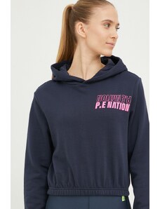 P.E Nation bluza damska kolor granatowy z kapturem z nadrukiem