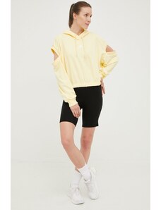 adidas bluza damska kolor żółty z kapturem gładka