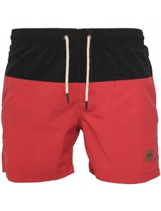 Męskie szorty kąpielowe Urban Classics Block Swim Shorts - blk/red