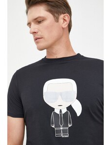 Karl Lagerfeld t-shirt bawełniany 500251.755071 kolor czarny z nadrukiem