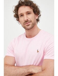 Polo Ralph Lauren t-shirt bawełniany 710740727010 kolor różowy gładki