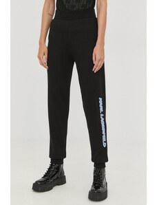Karl Lagerfeld spodnie dresowe bawełniane 225W1050 damskie kolor czarny