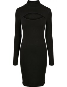 URBAN CLASSICS Ladies Stretch Jersey Cut-Out Turtleneck Dress - black