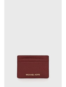 MICHAEL Michael Kors etui na karty skórzane 34F9GF6D0L damski kolor bordowy