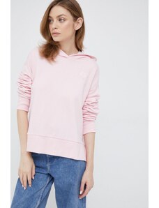 Tommy Hilfiger bluza bawełniana damska kolor różowy z kapturem gładka