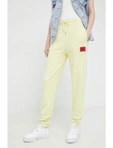HUGO spodnie damskie kolor żółty gładkie 50455983