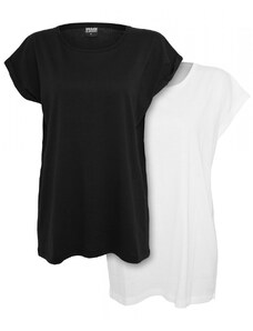 URBAN CLASSICS Ladies Extended Shoulder Tee 2-Pack - black/white