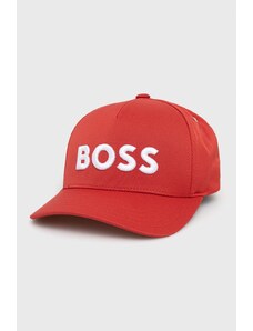 BOSS czapka kolor czerwony z aplikacją