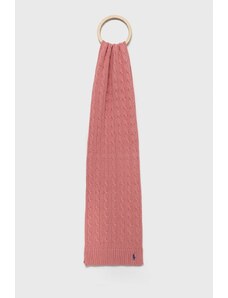 Polo Ralph Lauren szalik bawełniany kolor różowy gładki