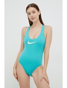 Nike jednoczęściowy strój kąpielowy kolor turkusowy miękka miseczka