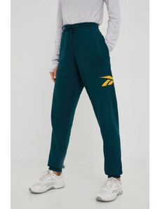 Reebok Classic spodnie dresowe damskie kolor zielony z nadrukiem