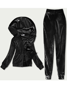 Defox Welurowy dres damski czarny (81201)
