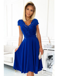 Numoco Sukienka z koronkową górą - niebieska - Rozmiar: S