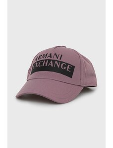 Armani Exchange czapka z daszkiem kolor fioletowy gładka