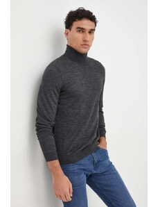 BOSS sweter wełniany męski kolor czarny lekki z golferm 50468262