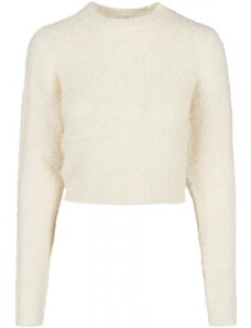 URBAN CLASSICS Ladies Cropped Feather Sweater - whitesand