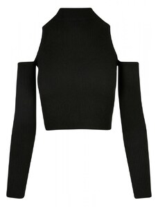 URBAN CLASSICS Ladies Rib Knit Cut Out Sleeve Longsleeve - black