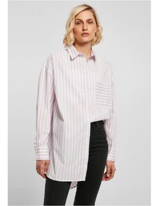URBAN CLASSICS Ladies Oversized Stripe Shirt - white/lilac