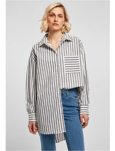 URBAN CLASSICS Ladies Oversized Stripe Shirt - white/darkshadow