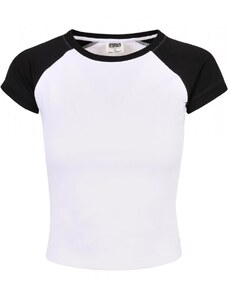 URBAN CLASSICS Ladies Organic Stretch Short Retro Baseball Tee - white/black