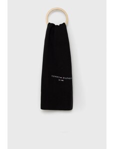Tommy Hilfiger szalik bawełniany kolor czarny gładki