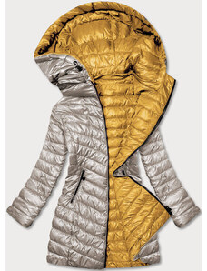 MINORITY Pikowana dwustronna kurtka damska beż-ciemny żółty (m20-7636-62+75)