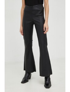 By Malene Birger spodnie skórzane damskie kolor czarny dzwony high waist