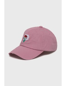 Primitive czapka z daszkiem bawełniana kolor różowy z aplikacją