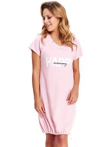 DN Nightwear Koszula nocna ciążowa Happy Mommy różowa na zamki