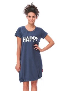 DN Nightwear Koszula nocna dla kobiet w ciąży i kobiet karmiących Happy mommy granatowa