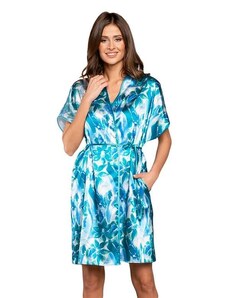 Italian Fashion Szlafrok damski satynowy Pacifik niebieski