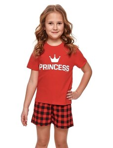 DN Nightwear Krótka piżama dziewczęca Princess czerwona