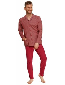 Taro Zapinane piżama męska Richard czerwona
