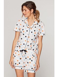 Cana Luksusowa piżama damska Dominika w kolorowe groszki