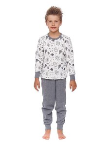 DN Nightwear Świąteczna piżama dziecięca Snowman biała ocieplana