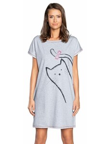 Italian Fashion Nocna koszula nocna Luna szara z kotem