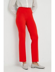 United Colors of Benetton spodnie damskie kolor czerwony proste high waist