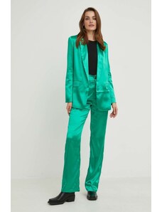 Answear Lab komplet - marynarka i spodnie damski kolor zielony