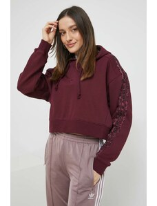 adidas Originals bluza bawełniana damska kolor fioletowy z kapturem gładka