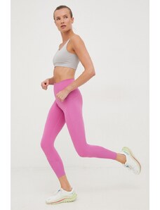 adidas Performance legginsy treningowe Optime damskie kolor fioletowy gładkie