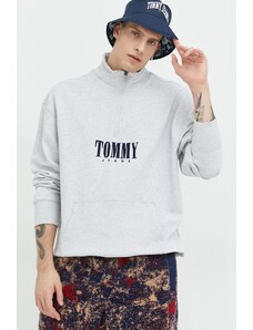 Tommy Jeans bluza bawełniana męska kolor szary melanżowa